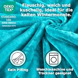 MALIKA® Premium warme Spannbettlaken Cashmere-Touch Bettlaken Jersey Fleece Spannbetttuch Laken, Farbe:Petrol, Größe:140-160 x 200 cm