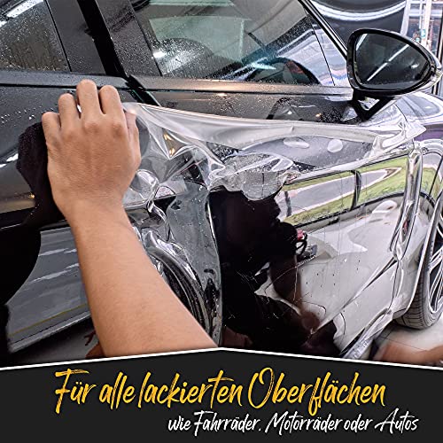 LACKSCHUTZSHOP Lackschutz-Folie - Selbstklebende Schutz-Folie für Auto, Fahrrad, Motorrad u. v. m. - Klebefolie - Transparent - 140 x 1000 mm - 150µm