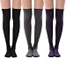 Cotton Leg Warmers Socks, MEIKAN Party Costume Knee High Socks 3 Pairs (Purple,Dim Gray,Black)
