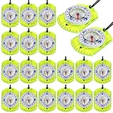 LaRandom 20 Pcs Acrylic Orienteering Compass Hiking Backpacking Survival Reliable Compass Advanced Scout Compasses Outdoor Gear for Map Reading Navigation Camping Survival Exploring(Yellow)