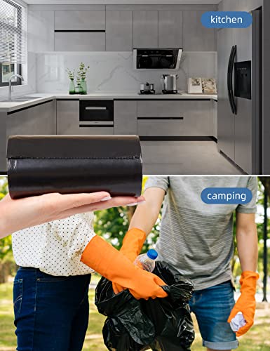 Image of Waikas Trash Bags 8 Gallon, Medium Garbage Bags, No Flaps /Ties, 55cm*70cm, 9.35g /pcs, Pack of 36 Count, Unscented, Black