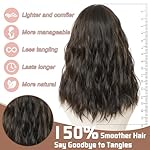 Dark Brown Wig 18 Inch Medium Length Wigs for Women Middle Part Synthetic Hair Wavy Wig with Upgraded Strands,Natural Hair Wigss for Daily Party/Halloween Use 18Inch,Dark Brown Highlight 6/30 - Image 4