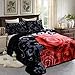 JML Luxury Sherpa Flannel Blanket 3-Piece, Winter Warm Bed Blanket with 2 Pillow Shams- Soft, Warm, Korean Style Printed Embossed Reversible Plush Bed Blanket, Black King Size (79" x 91")