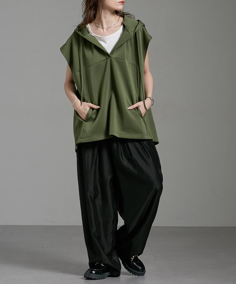 [ニッセン] Tシャツ・カットソー レディース ダンボールニットフード付きベストパーカー［Soiunique］