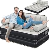 YITAHOME Queen Size Inflatable Sofa Bed with Headboard and Pump, Convertible Blow Up Couch, 2-in-1 Black Air Sofa Bed for Home, Camping, and Guests, Gray