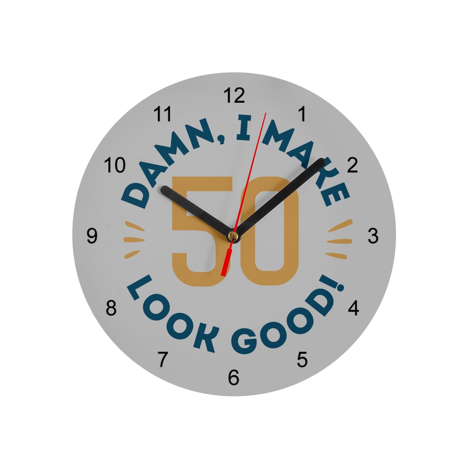 Horloge murale en verre Fabulous gris 20 cm pour les 50 ans