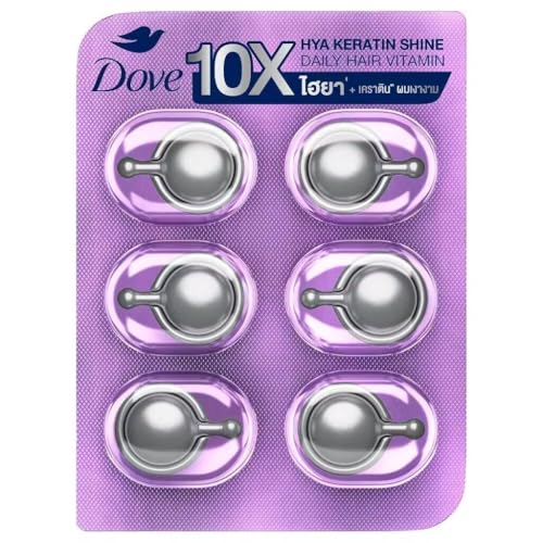 DOVE HYA Keratin Hair Serum Capsules, Shine and Smoothness, 1 ml x 6 Pieces