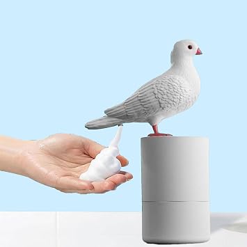 Pigeon Foam Soap Dispenser, Cute Pigeon Automatic Induction Foam Hand Washer, Funny Touchless Bird Poop Soap Dispenser, Bird Shape Automatic Foaming Liquid Washer for Bathroom & Kitchen White