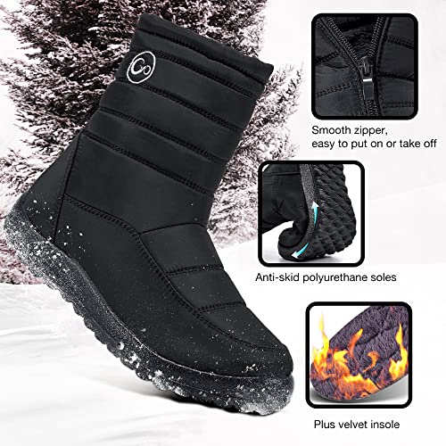 Alicegana Womens Winter Snow Boots for Women Waterproof Warm Fur Lining Mid Calf Boots with Zipper Comfortable Outdoor Shoes3