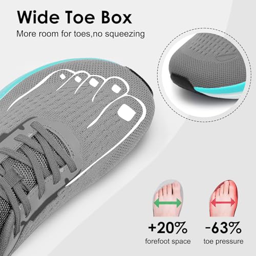 Image of Women's Wide Toe Box Walking Shoes Comfortable Cushioned Tennis Nursing Bunions Shoes Breathable Non Slip Gym Sports Athletic Running Fashion Sneakers Grey Size 8