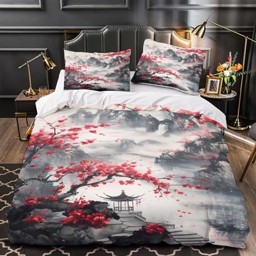 Parure de lit hypoallergénique fleurs rouges 3D douce pour la peau