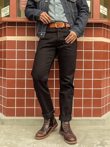Red Tornado Vintage 14.5oz Black Men's Jeans Slim Fit Straight Leg Raw Selvedge Denim Pants One Wash Jean Preshrink2