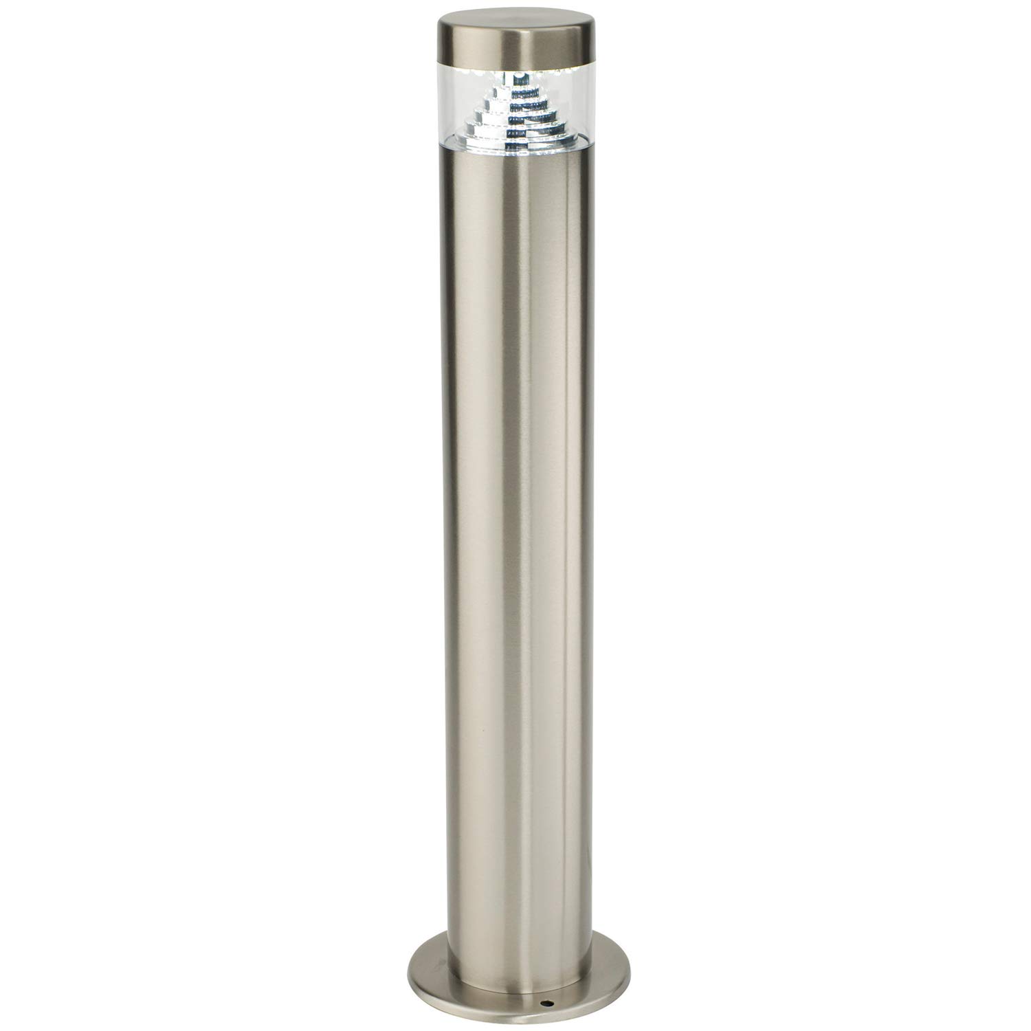 Loops Light/White Brushed Stainless Steel & Pyramid 500Mm Outdoor Ip44 Bollard Lamp Post – Garden Driveway Patio Pathway Pillar –3.5W Led Driver Built In With Cool Bulb– 0.5M Tall Outside Courtyard