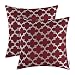 CaliTime Pack of 2 Soft Throw Pillow Covers Cases for Couch Sofa Home Decoration Modern Quatrefoil Trellis Geometric 18 X 18 Inches Burgundy