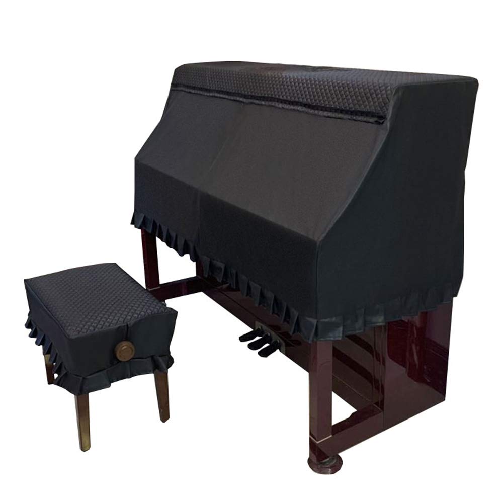 Mezzo Pu Piano Cover Set Artigianali Lusso Anti-polvere Scratch Pianoforte Protection Con Coperchio Sgabello Per Pianoforte Standard Verticale,copertina Per Pianoforte In Pelle Nero Rivestimento S