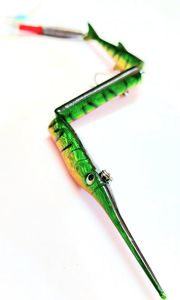 Aguglia Esca Artificiale Verde Piombata Pesca Spinning Pesce Serra Mare Top Water