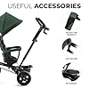 Kinderkraft AVEO Trike from 9 Months to 5 Year, Tricycle with adjustable parent handle, Trike for baby kids toddler, Foldable, Free Wheel Function, Protection from Sun, Cupholder, Toy basket, Green #3