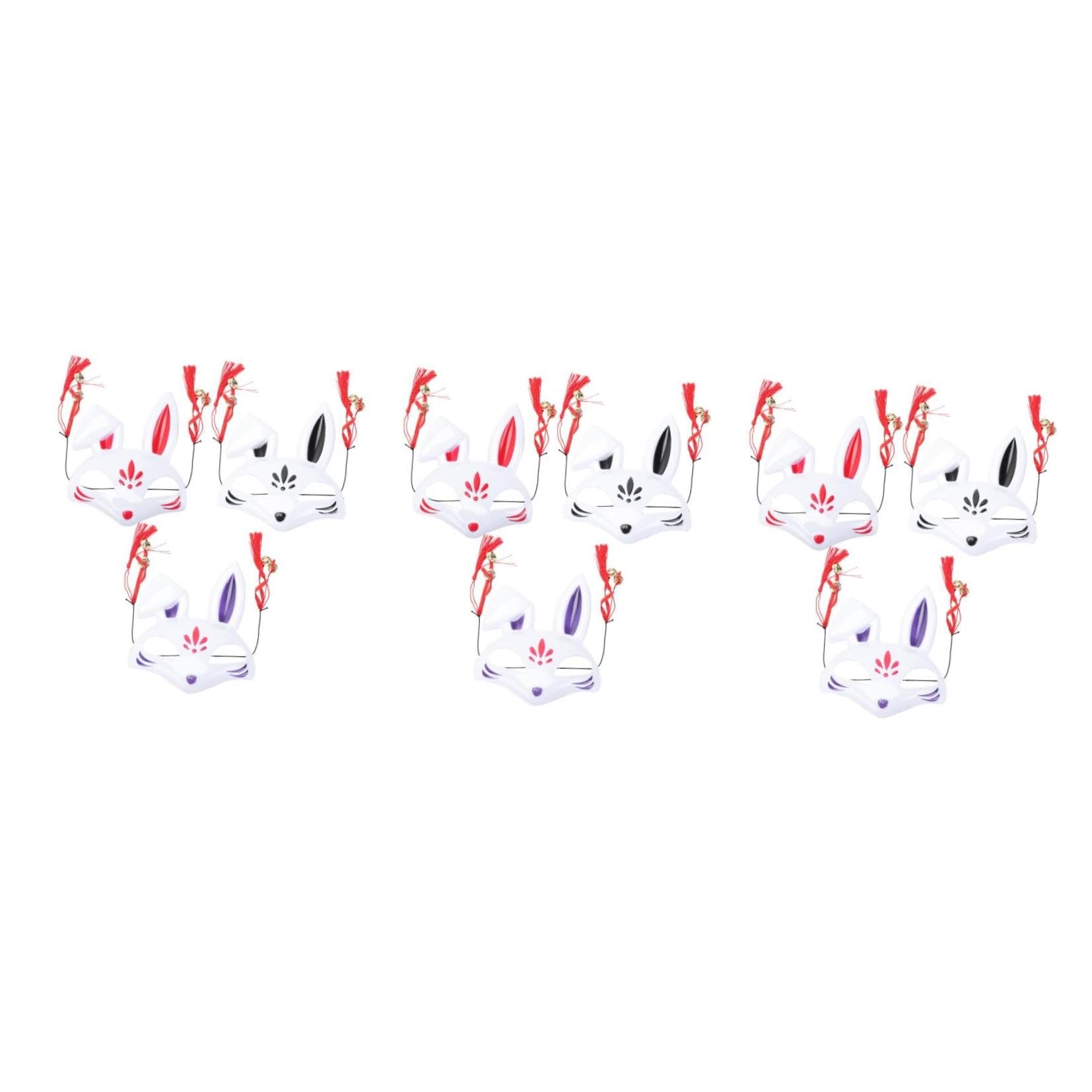 TOYANDONA 9 Piezas Máscara Plástico Bolsas De Regalos Animal Decoración Japonesa Decoración Kabuki Fox Tela Halloween Fiesta Carnaval Conejo Decorativo Conejo Cara Cubierta Halloween