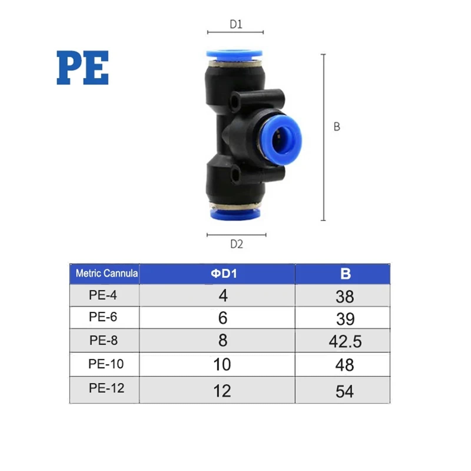 Pneumatyczne złącze rurowe szybkozłączki wąż złącza plastikowe PU PE PV PY SA PK PM HVFF 4 mm 6 mm 8 mm 1 szt. (PE, 10 mm)