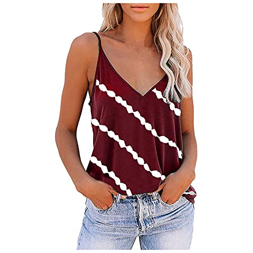 Women s Casual Loose Sleeveless Tank Top V-Neck Zipper Hem Scoop T Shirts Tops Wine