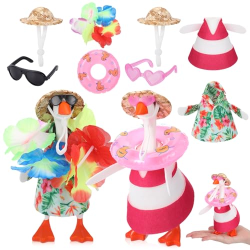 Shinylin 2 Set Hawaiian Mini Desk Goose Outfits 7 Inch