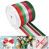 NACHLYNN 10mm x 22m Satinband Weihnachten Schleifenband Geschenkband Bänder zum Basteln für Verpackungsband Urlaubsdekoration Hochzeitsstrauß DIY Dekoration