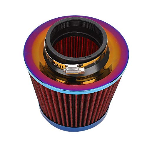 Akozon 76mm エアクリーナー エアフィルター キノコ型 汎用 車用 吸気効率UP エンジンパワーアップ 軽量 自動車用 合金製 エアフィルター(赤)