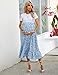 KOJOOIN High Waisted Maternity Midi Skirt Summer Casual Boho Flowy Ruffle Adjustable Suspender Skirt Photoshoot Baby Shower Blue Floral 2XL