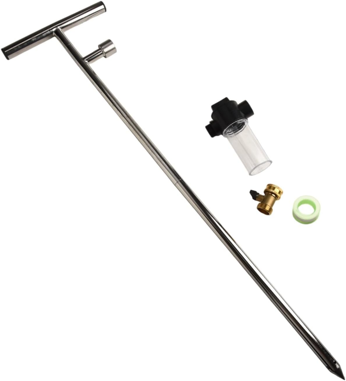 Stainless Steel Root Feeder for Trees, Shrubs & Roses - 32 Inch Deep Watering Tool with Fertilizer Dispenser Bottle, Brass Valve & Hose Adapter for Garden Plant Care