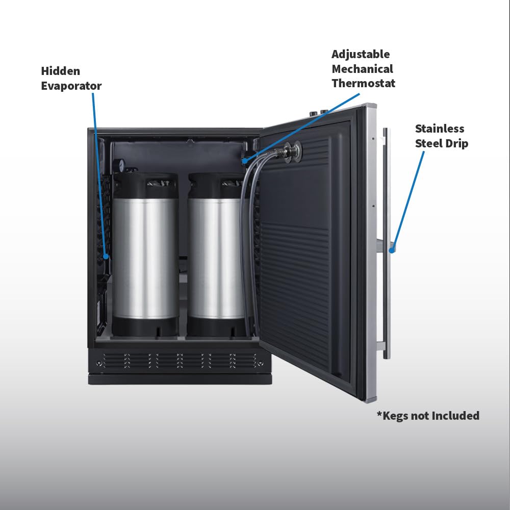 Summit 24" Cold Brew Kegerator, Dual Front Taps, No Drill Coffee Dispenser, Stainless Steel - SBC7BRSFRTPCF