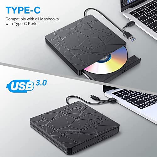 Lecteur de DVD graveur de CD USB Type C double interface pour PC et ordinateur - 2