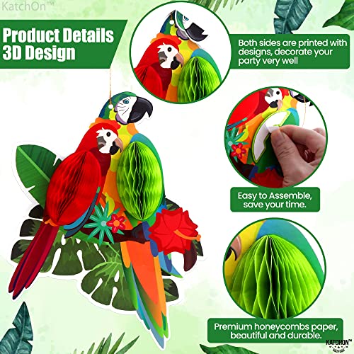 Image of KatchOn, Large Tropical Birds Honeycomb Cutouts - 9x7.7 Inch | Paper Bird Decorations, Luau Party Decorations, Hawaiian Party Decorations, Rainforest Decor, Tiki Party
