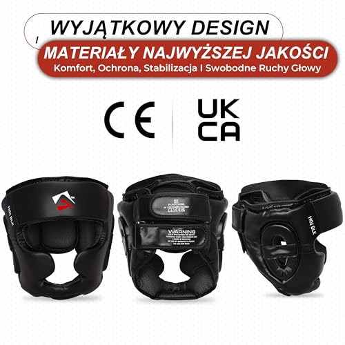 AQF Boks Ochraniacze Głowy, MMA Ochrona Głowy, Muay Thai Pełna Twarzy Ochronny, Bokserska Trening Osłona, Sztuki Walki Nakrycie, Boxing Hełm Dla Sparring, Kickboxing & Karate Head Guard Czarny (L)