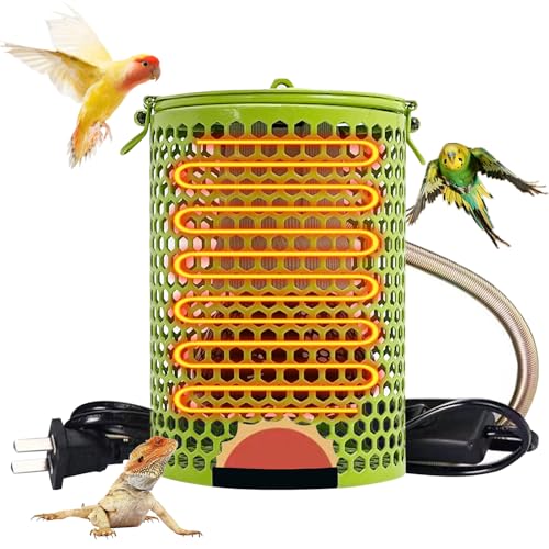 Hamiledyi Ceramic Heat Lamp Bulb with Lampshade,Reptile Heat Lamp Guard 100W Bird Cage Heater Adjustable Temperature Anti-Scald Heating Bulb No Light Emitter for Reptile,Bearded