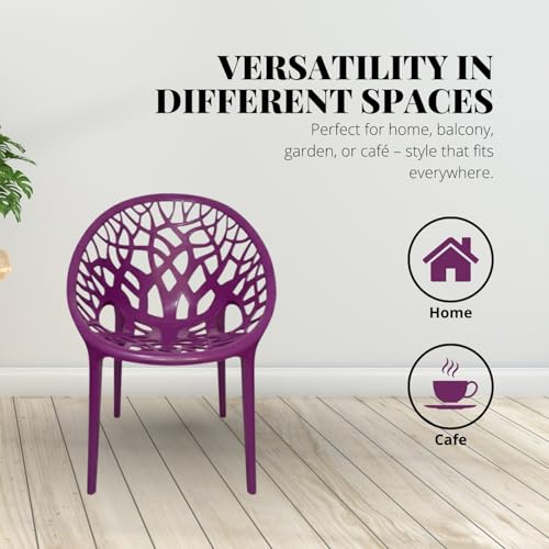 Image of activa Crystal Plastic Arm Chair | Stackable Indoor Outdoor Chair for Home, Balcony, Patio & Garden | Comfortable Designer Armrest Chair | Durable Plastic Seating Furniture (Violet, Set of 1)