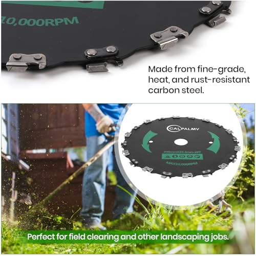 (2-Set) 9" x 20T Chainsaw Tooth Brush Blades - Weed Eater Saw Blade Kit with 2 Carbon Steel Round Chainsaw Blades, 3 Round Files, and 4 Washers for Brush Cutters, String Trimmers, and Weed Wreckers by CALPALMY - Image 5