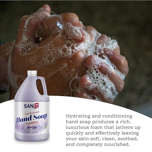 Image of Sanit Antibacterial Foaming Hand Soap Refill - Advanced Formula with Aloe Vera and Moisturizers - All-Natural Moisturizing Hand Wash - Made in USA, Lavender, 1 Gallon
