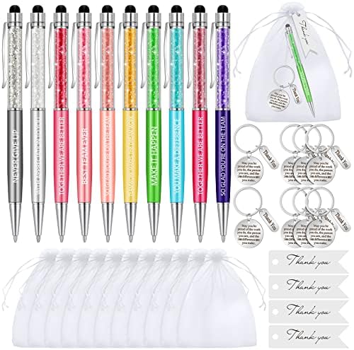 12 Sets Employee Appreciation Gifts - Includes Burlap Bags, Wood Pens, Keychains & Thank You Cards - View #4