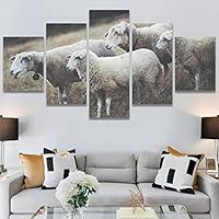 SIGNWIN 5 Panel Canvas Wall Art Animals Farmhouse/Country Fun Group Multicolor for Home Decorations Ready to Hang - 60