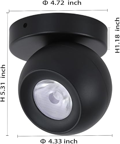 Miniatura 6 de Foco de techo LED regulable, 10W 3CCT 3000K-6000K seleccionable, CRI90+ 24 sin parpadeo 350 foco pivotante, foco de acento direccional, luz