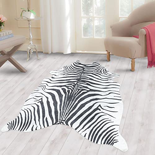 Carpettex Teppich Fellteppich Kuhfell Tigerfell imitat Digitaldruck Waschbar rutschfest, Farbe:...