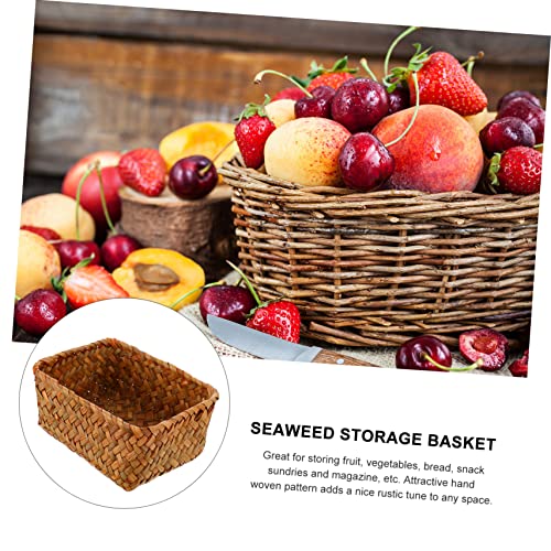 Caja de almacenamiento tejida PRETYZOOM en algas naturales set de 3 3