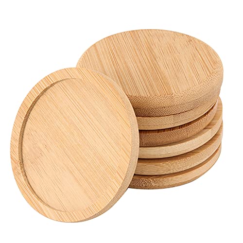 Muklei 20 Pcs 3 Inches Bamboo Plant Saucer, Round Bamboo Small Plant Tray, Natural Bamboo Plant Saucer Tray For Indoor And Outdoor Plants #TOP4