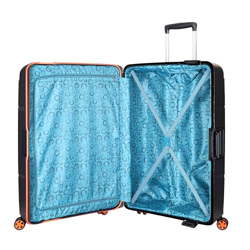 Image of American Tourister Polycarbonate Material Circurity Max 77 cm Small Hardside Cabin Suitcase with Xtrasecu 3-Point Locking System & Double Spinner 8 Wheels for Unisex - Black