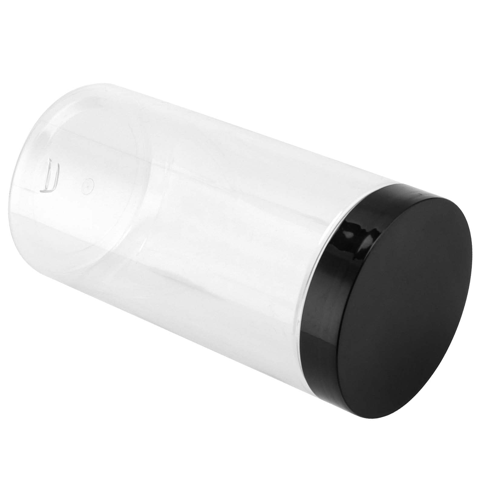 SINJEUN Lot de 8 bocaux en plastique de 1000 ml avec couvercles noirs, conteneurs de stockage transparents avec étiquettes, bocaux de stockage ronds hermétiques pour macaronis, pâtes, céréales,