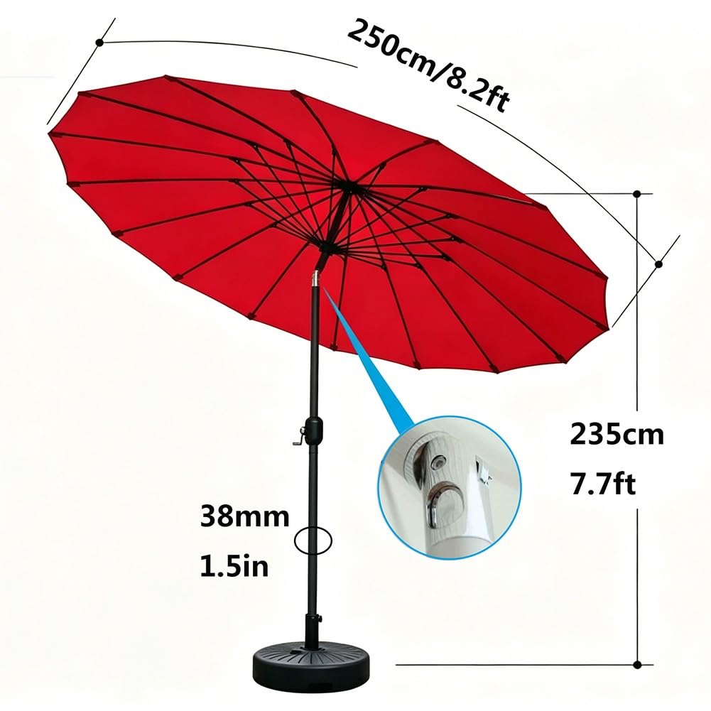 Parasol Ogrodowy 250 cm, Okrągły Parasol Przeciwsłoneczny z Nachylenia i Aluminiowym Trzonkiem z Korbką do Basenu, Ogrodu i Tarasu