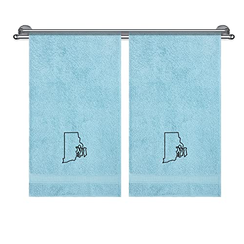 LA' HAM MAM FINE LIVING State Monogrammed Hand Towels, Bathroom Towels, Super Soft, Highly Absorbent, Turkish Towels, 100% Cotton 2 Piece Hand Towel Set, Rhode Island