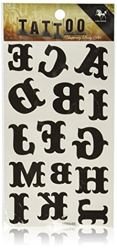 SPESTYLE waterproof non-toxic temporary tattoo stickersWaterproof temp tattoos black totem letters of the alphabet A to M