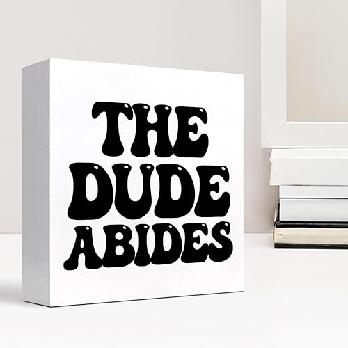 Miniatura 6 de The Dude Abides - Letrero de madera para escritorio, rústico, inspirador, caja de madera, placa, decoración de escritorio para el hogar, dormitorio,