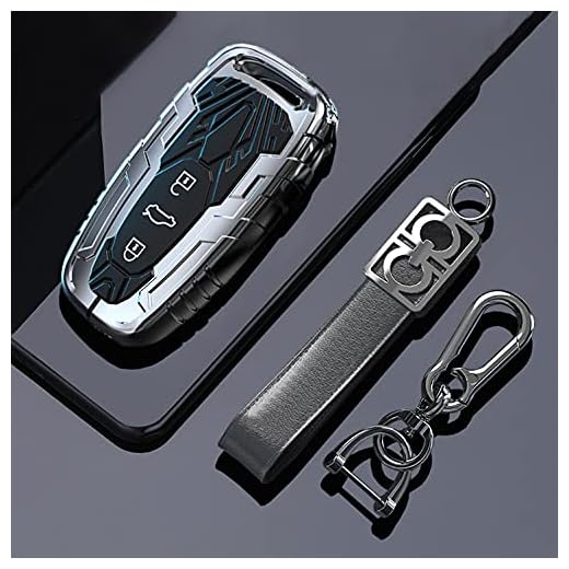 HIBEYO Smart bilnyckelsfodral passar Audi A3 A6 A7 A8 A8L RS6 RS7 S3 S6 S7 SQ7 SQ8 C8 Q8 Q7 E-Tron nyckelfodral nyckelskydd bilnyckelskydd biltillbehör zinklegering silver